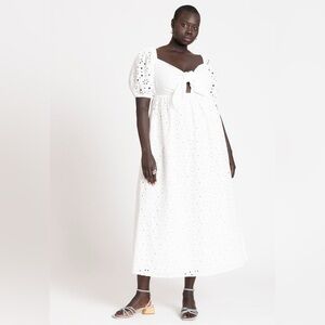 ELOQUII Eyelet Tie Front Maxi Dress Womens Size 20 100% Cotton NWT Cottagecore